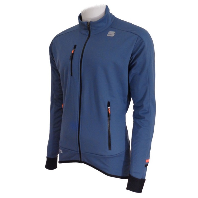 Тёплая разминочная куртка Sportful Apex WS Jacket серо-голубая Тёплая разминочная куртка Sportful Apex WS Jacket серо-голубая